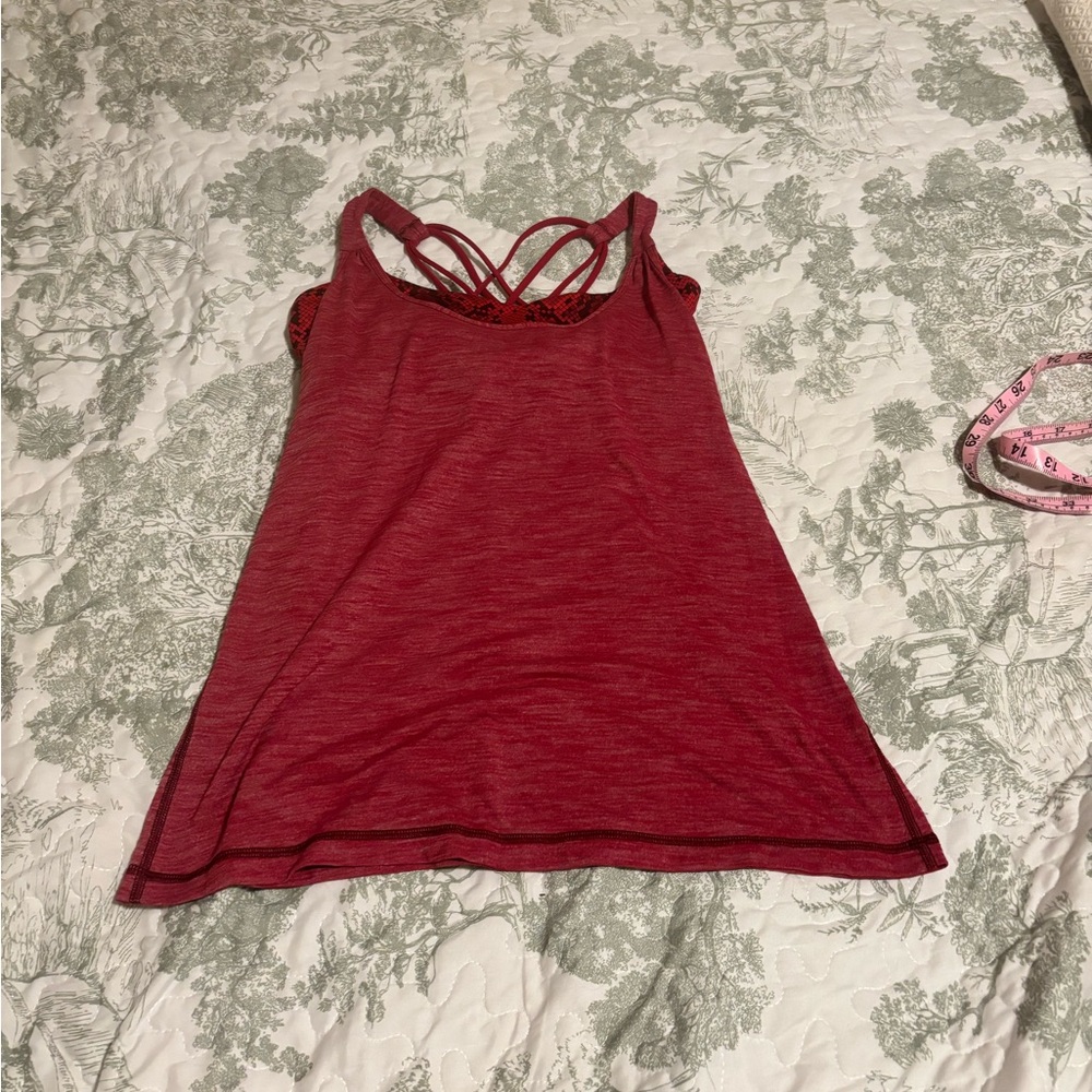 lululemon sz 8 Sunset Salutation Cranberry Strappy Back Tank top bra yoga gym - Picture 3 of 14